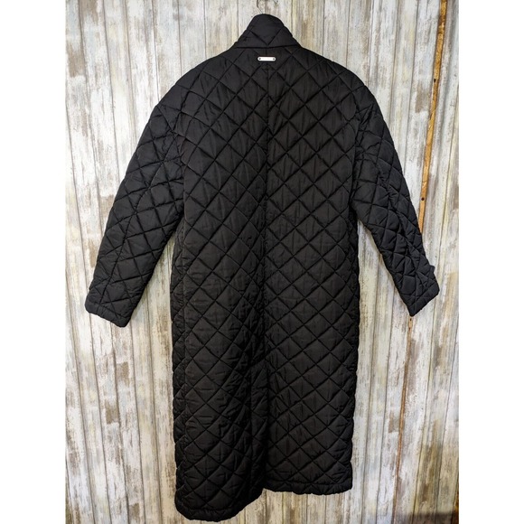 NWOT Rebecca Minkoff Double Breasted Quilted Long Black Duster Coat Large - Picture 8 of 12
